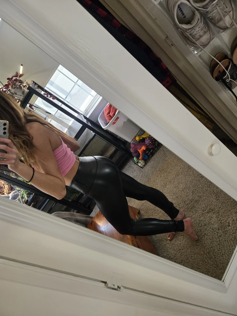 Hollister Black High-Waist Faux Leather Leggings - Picture 3 of 6